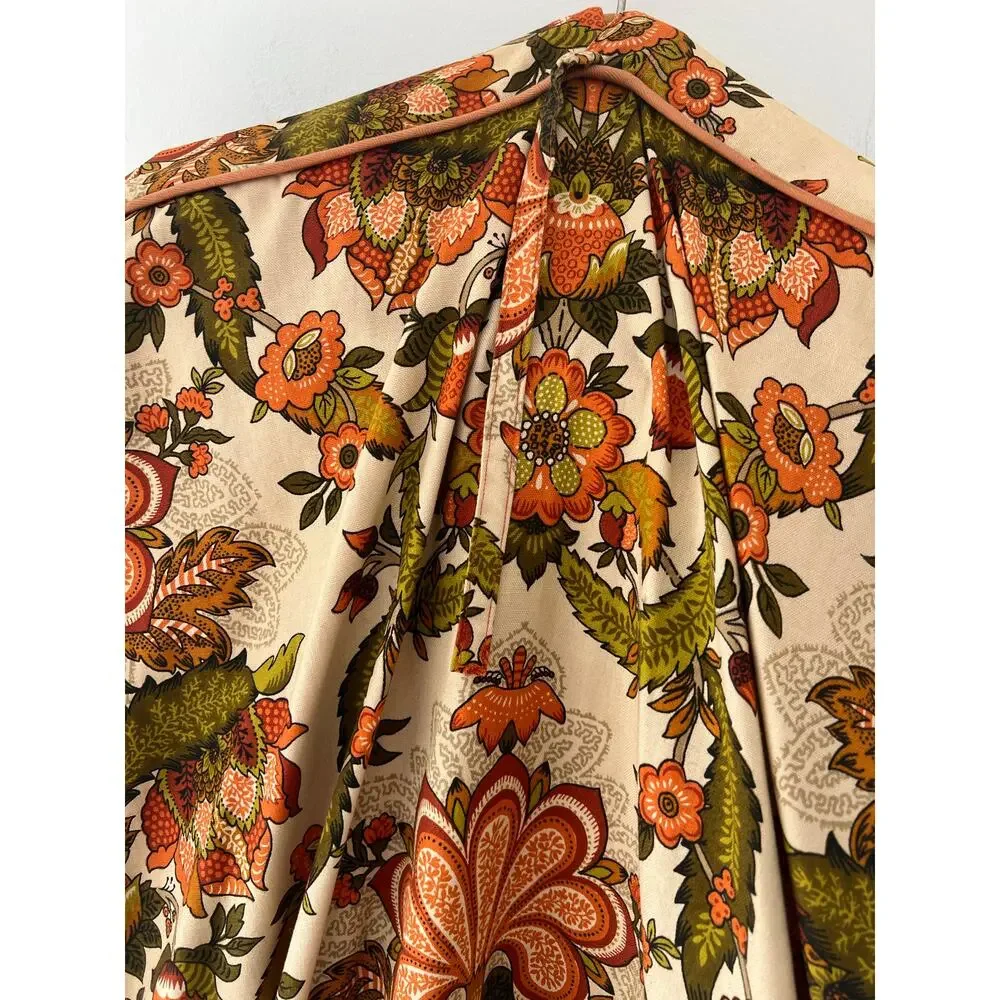 1970s Vintage Hanging Travel Garment Bag Orange & Green Floral JL